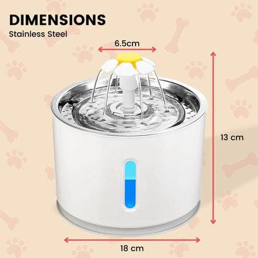 Floofi Pet Water Fountain 2.4L With Stainless Steel
