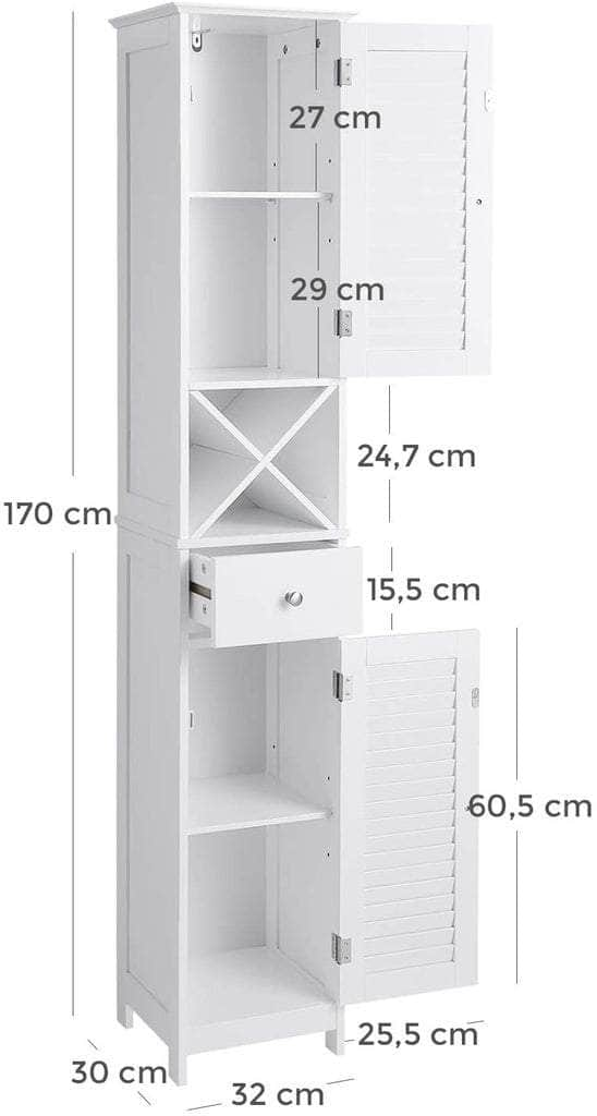 Floor Cabinet with 2 Doors and Shelves White BBC69WT