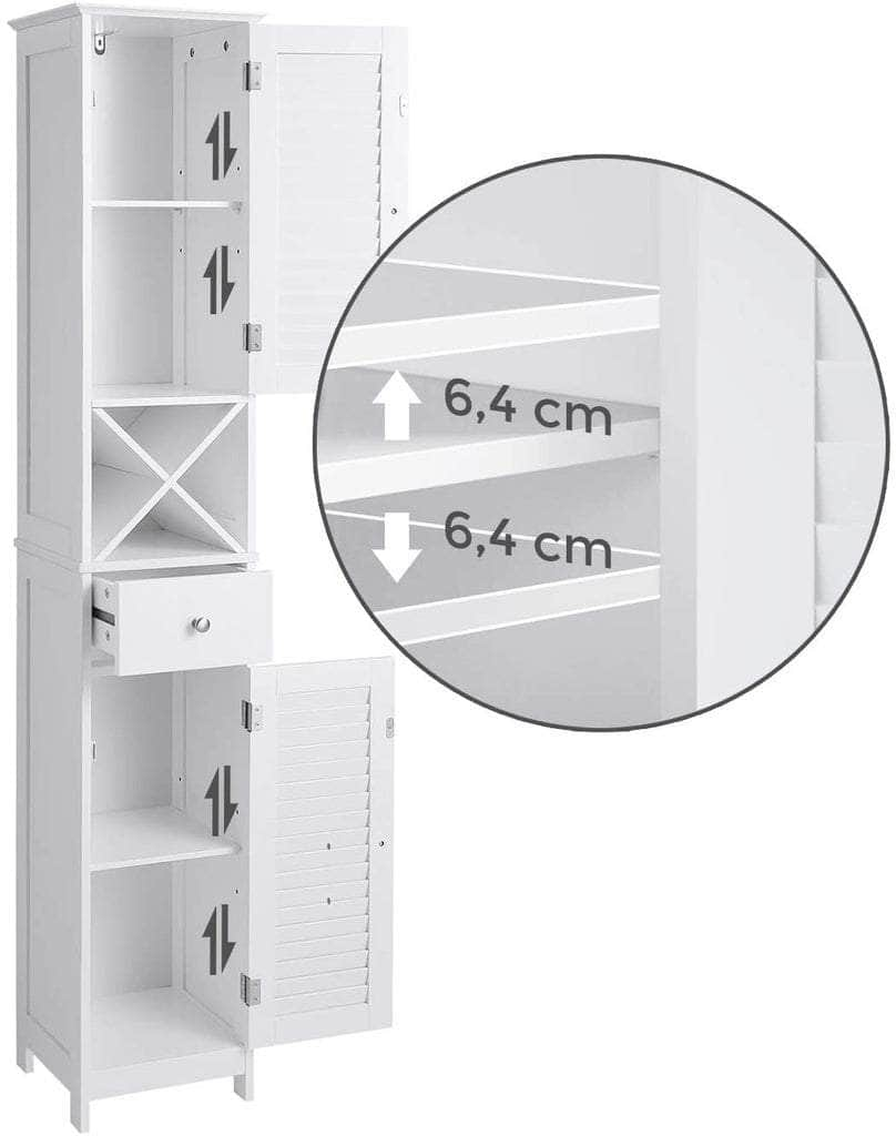 Floor Cabinet with 2 Doors and Shelves White BBC69WT