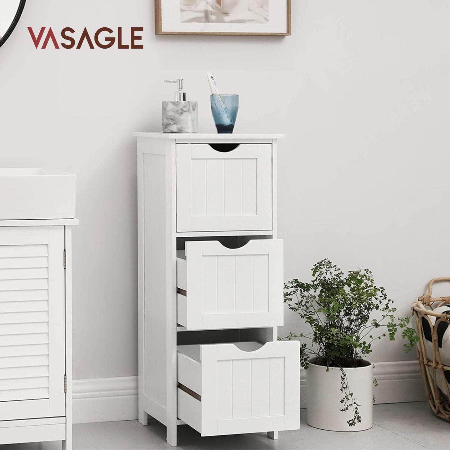 Floor Cabinet with 3 Drawers White BBC50WT