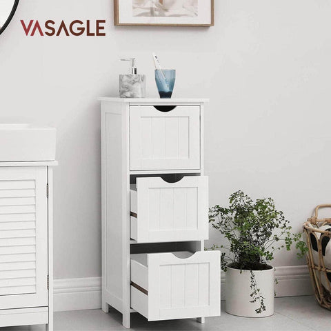 Floor Cabinet With 3 Drawers White