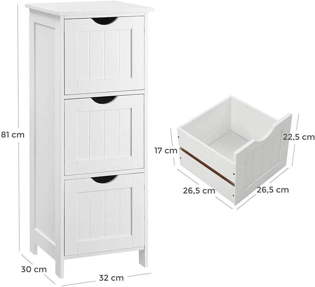 Floor Cabinet with 3 Drawers White BBC50WT