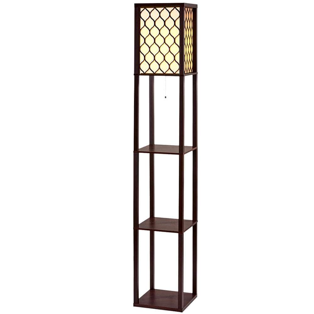 Floor Lamp Wood Shelf Morden Living Bedroom Lighting Storage Organizer