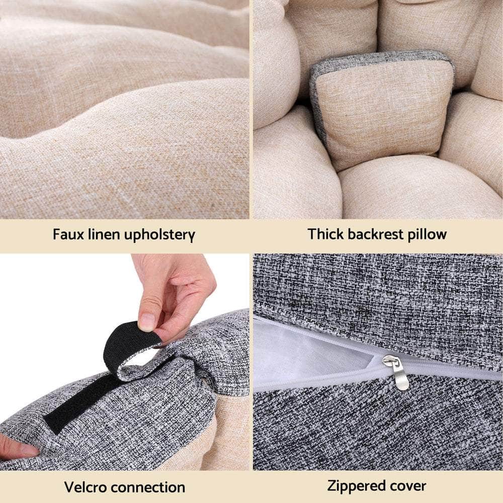 Floor Lounge Sofa Bed Chair Foldable Washable Beige