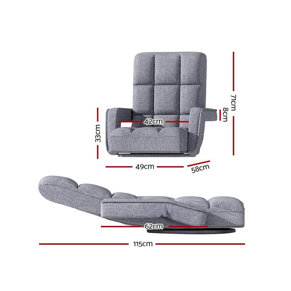 Floor Sofa Bed Lounge Chair Recliner Chaise Chair Swivel Grey