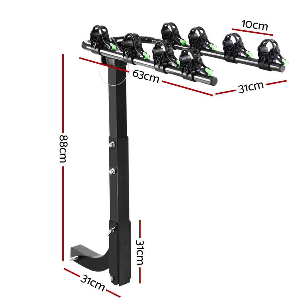 Foldable 4 Bike Rack Carrier for Car Rear Hitch Mount - Towbar Compatible