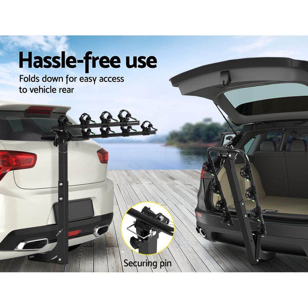 Foldable 4 Bike Rack Carrier for Car Rear Hitch Mount - Towbar Compatible