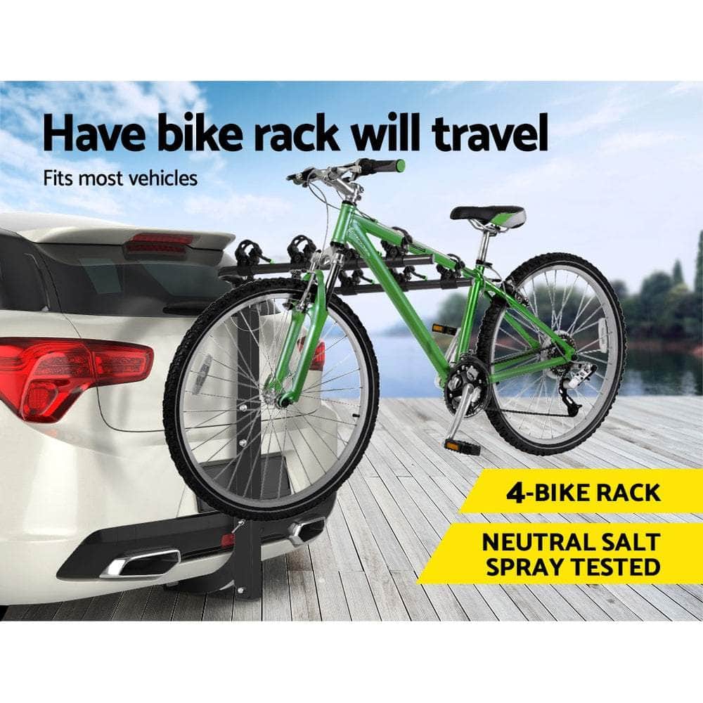 Foldable 4 Bike Rack Carrier for Car Rear Hitch Mount - Towbar Compatible