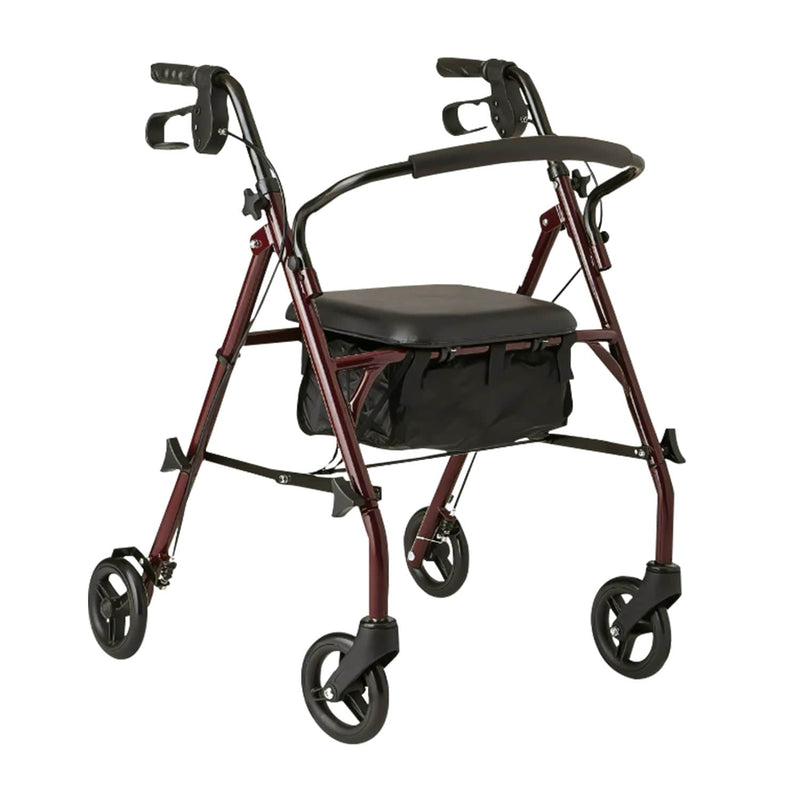 Foldable 4-Wheel Steel Frame Rollator Walker Mobility Aid