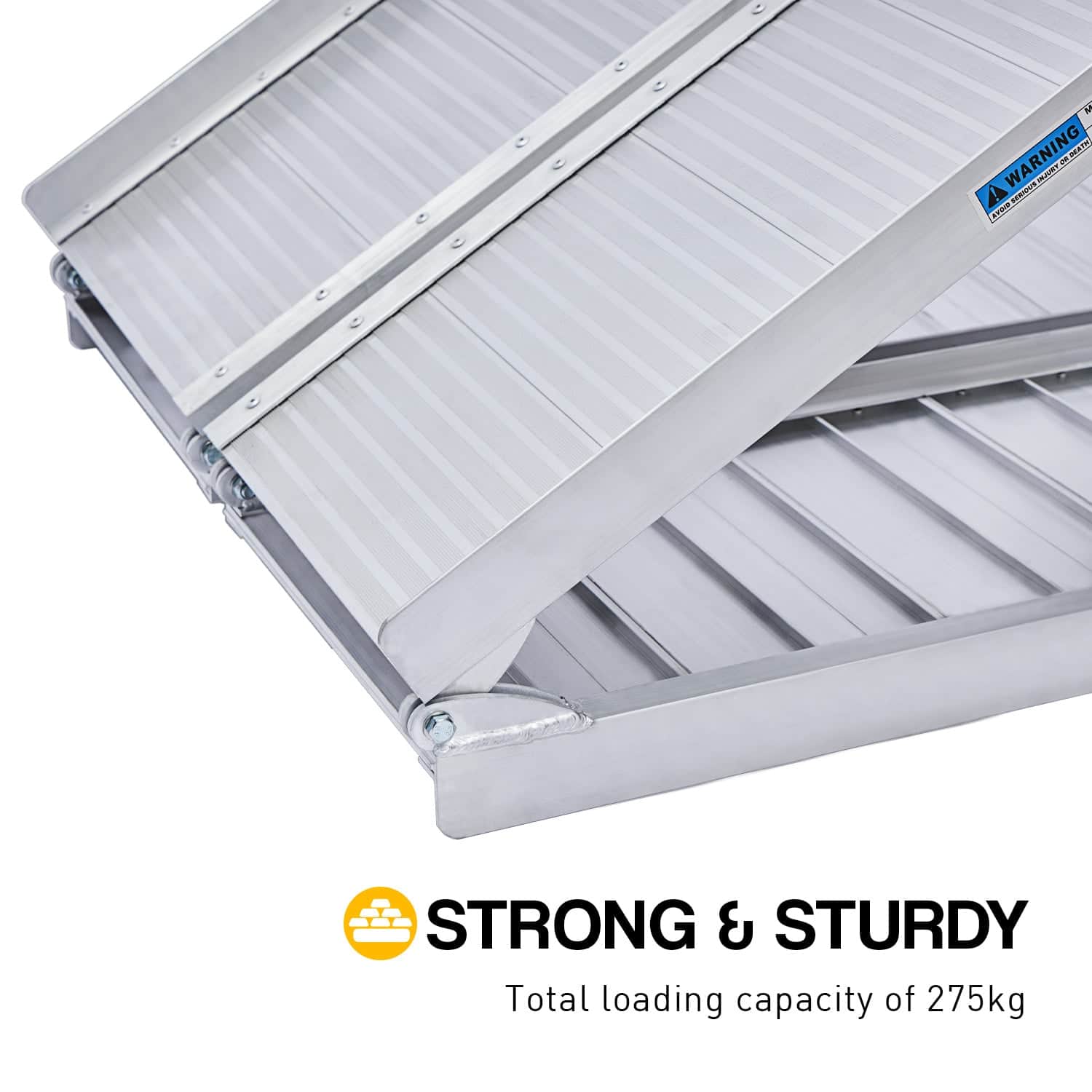 Foldable 4ft Aluminium Wheelchair Ramp R02 Non-Slip Silver Mobility