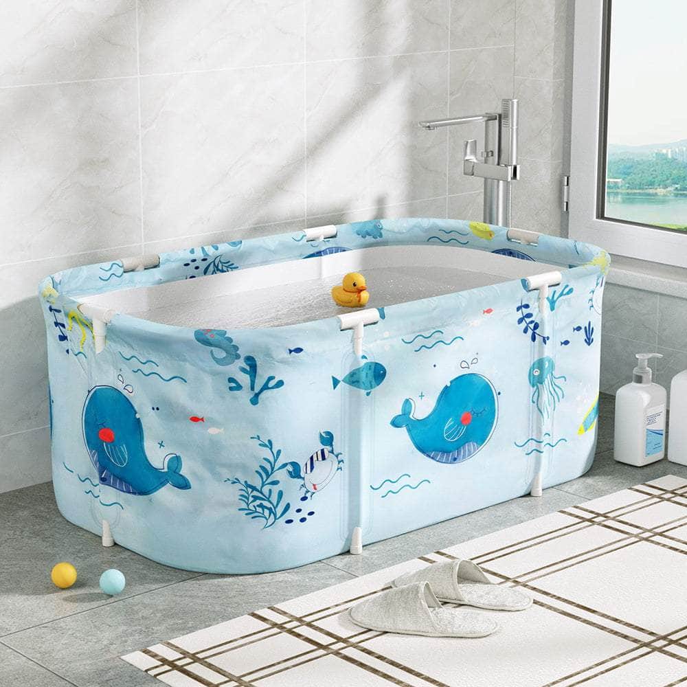 Foldable Bathtub Pvc Spa Bucket Inflatable Cushion 113X61Cm Blue