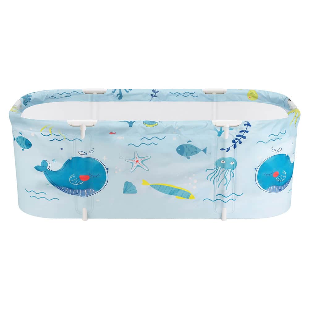 Foldable Bathtub PVC Spa Bucket Inflatable Cushion 134x65cm Blue