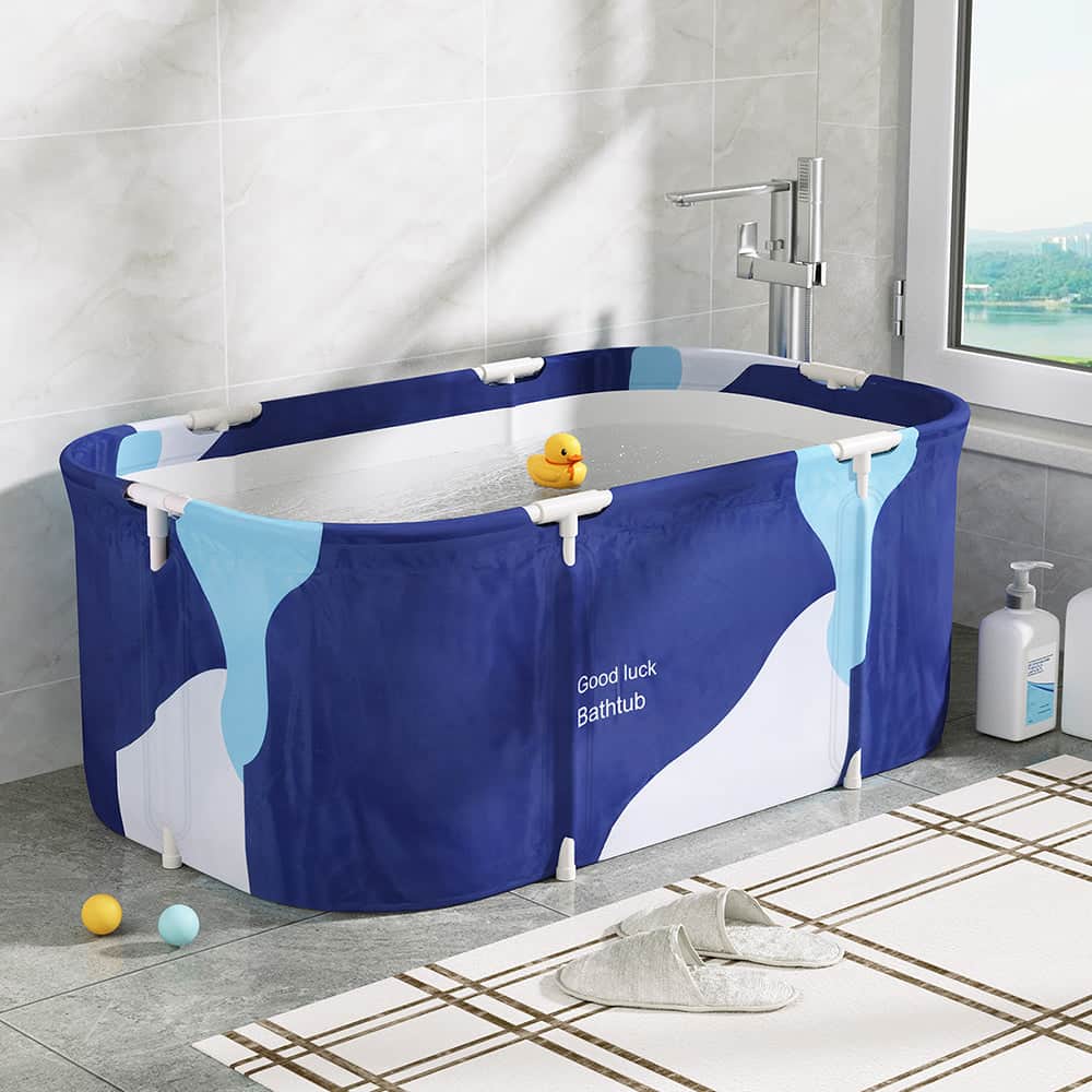 Portable Toilets & Showers - Foldable Bathtub PVC Spa Bucket Inflatable Cushion Navy Blue - photo 21