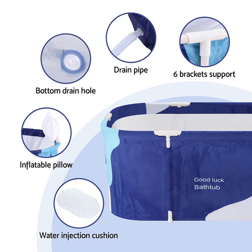 Foldable Bathtub PVC Spa Bucket Inflatable Cushion Navy Blue, Navy colour - photo 26