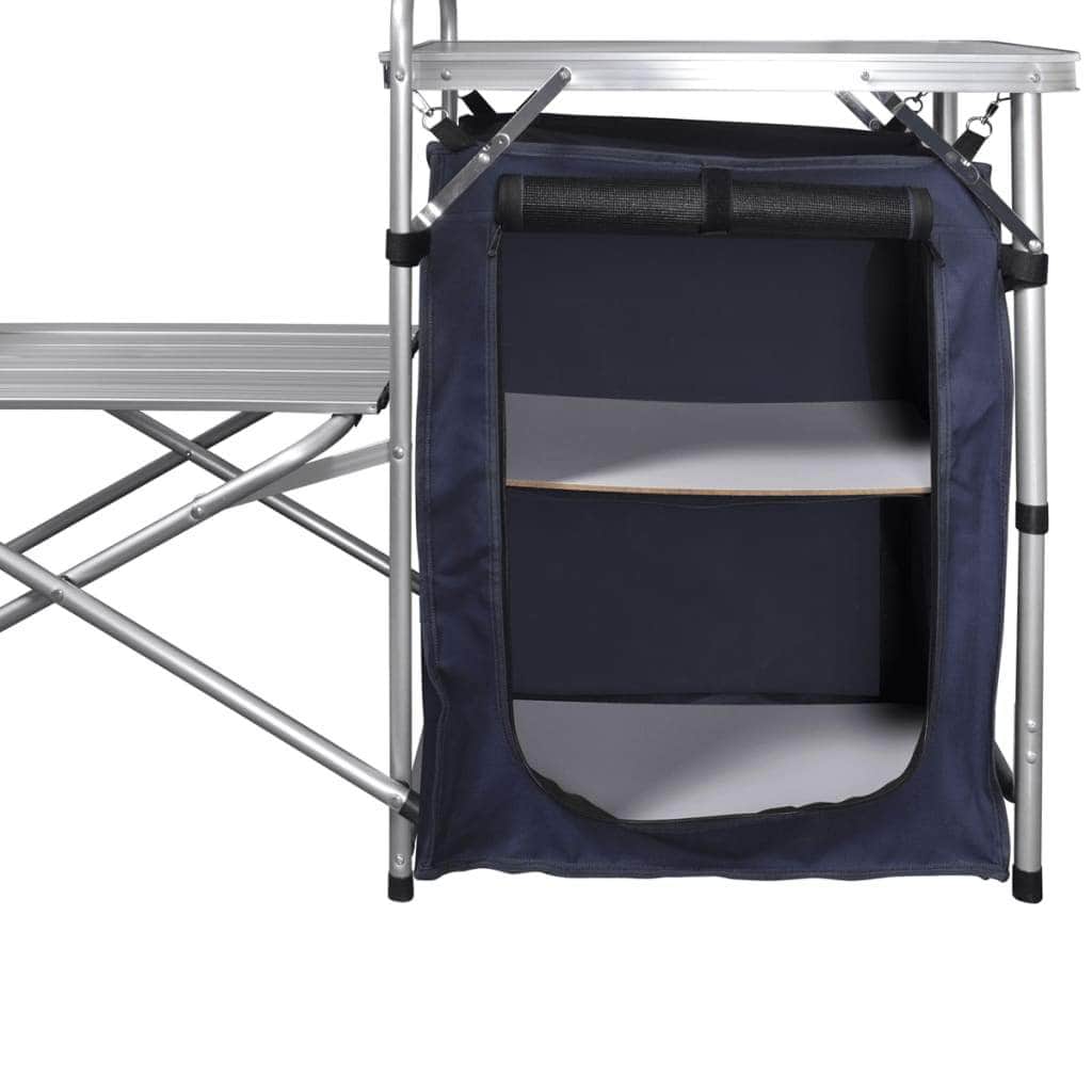 Foldable Camping Kitchen Unit with Windshield Aluminium - Simple deals