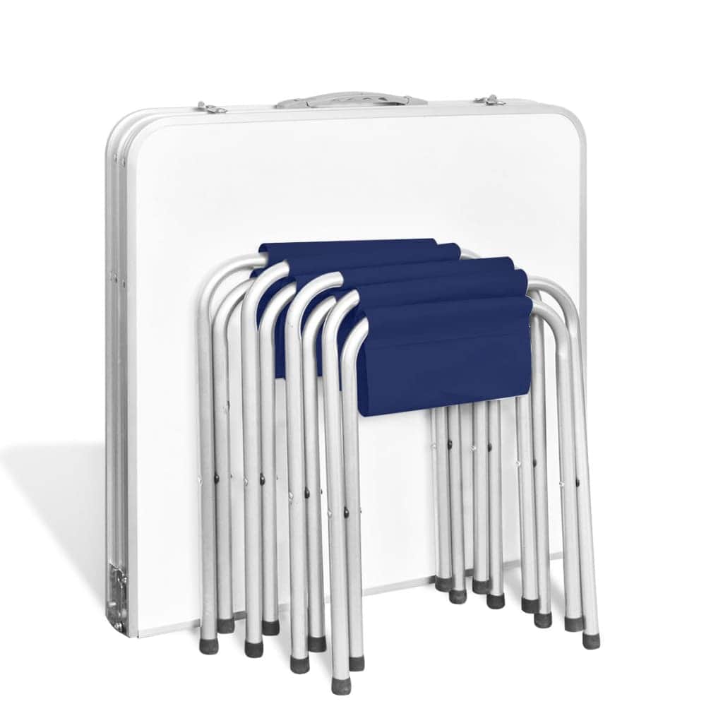 Foldable Camping Table Set with 4 Stools Height Adjustable - Simple deals