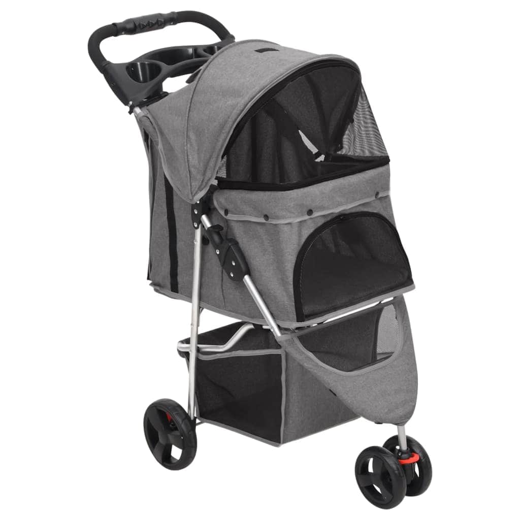 Foldable Canine Carriage: Sleek Grey Design, Crafted from Oxford Fabric
