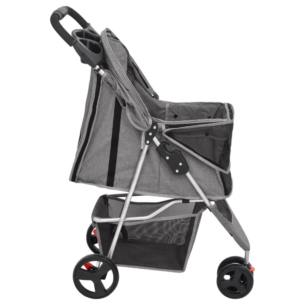Foldable Canine Carriage: Sleek Grey Design, Crafted from Oxford Fabric