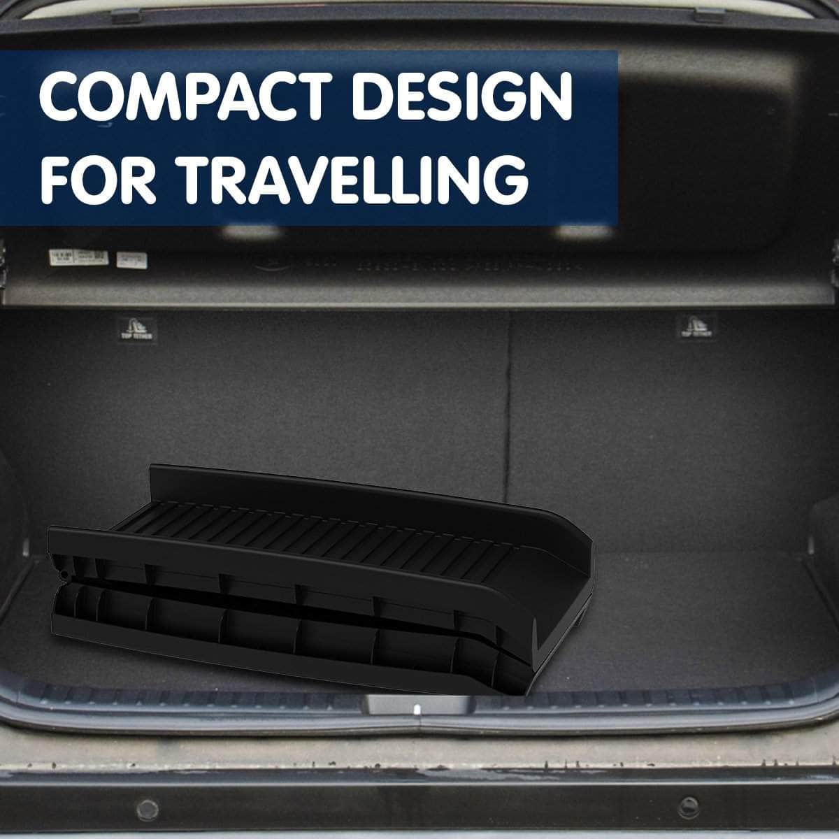 Foldable Car Dog Ramp Vehicle Ladder Step Stairs - Black with Black colour