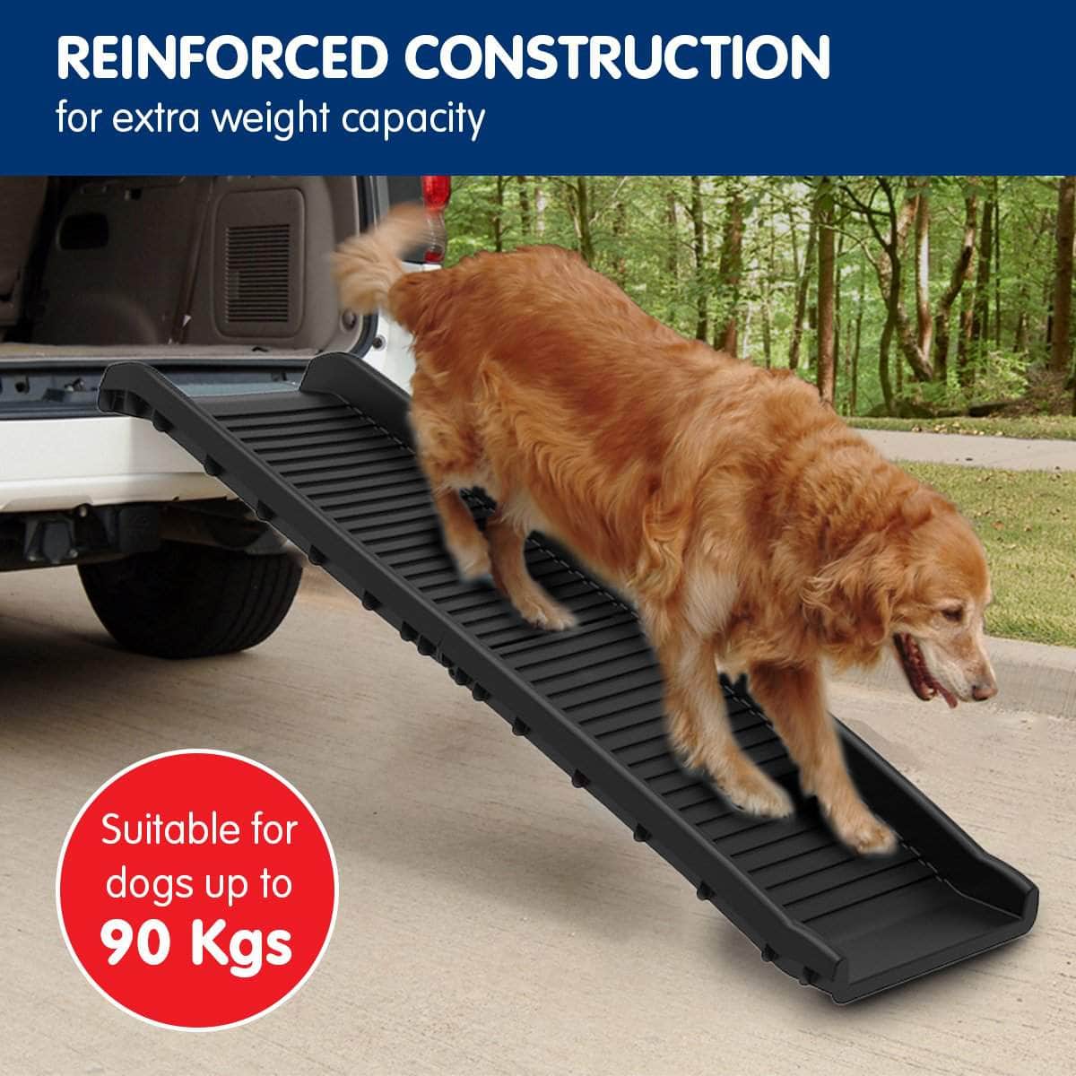 Foldable Car Dog Ramp Vehicle Ladder Step Stairs - Black, Black colour
