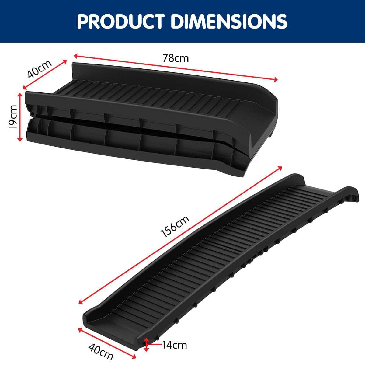 Foldable Car Dog Ramp Vehicle Ladder Step Stairs - Black | pets