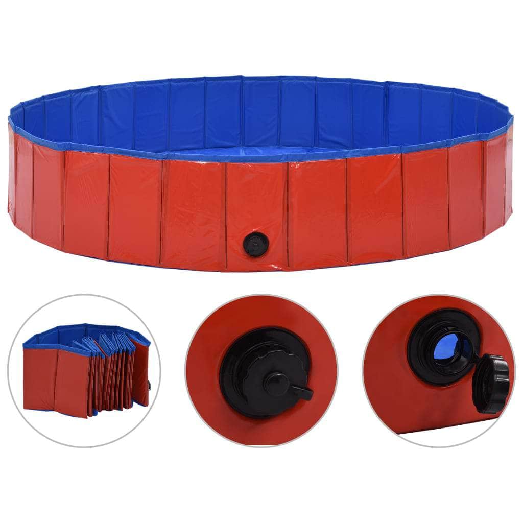 Foldable Dog Swimming Pool Red PVC L