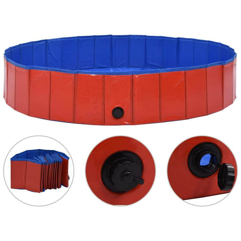 Foldable Dog Swimming Pool Red PVC L
