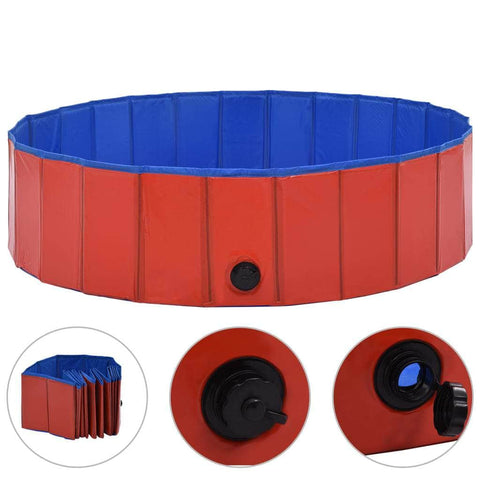 Foldable Dog Swimming Pool Red PVC M
