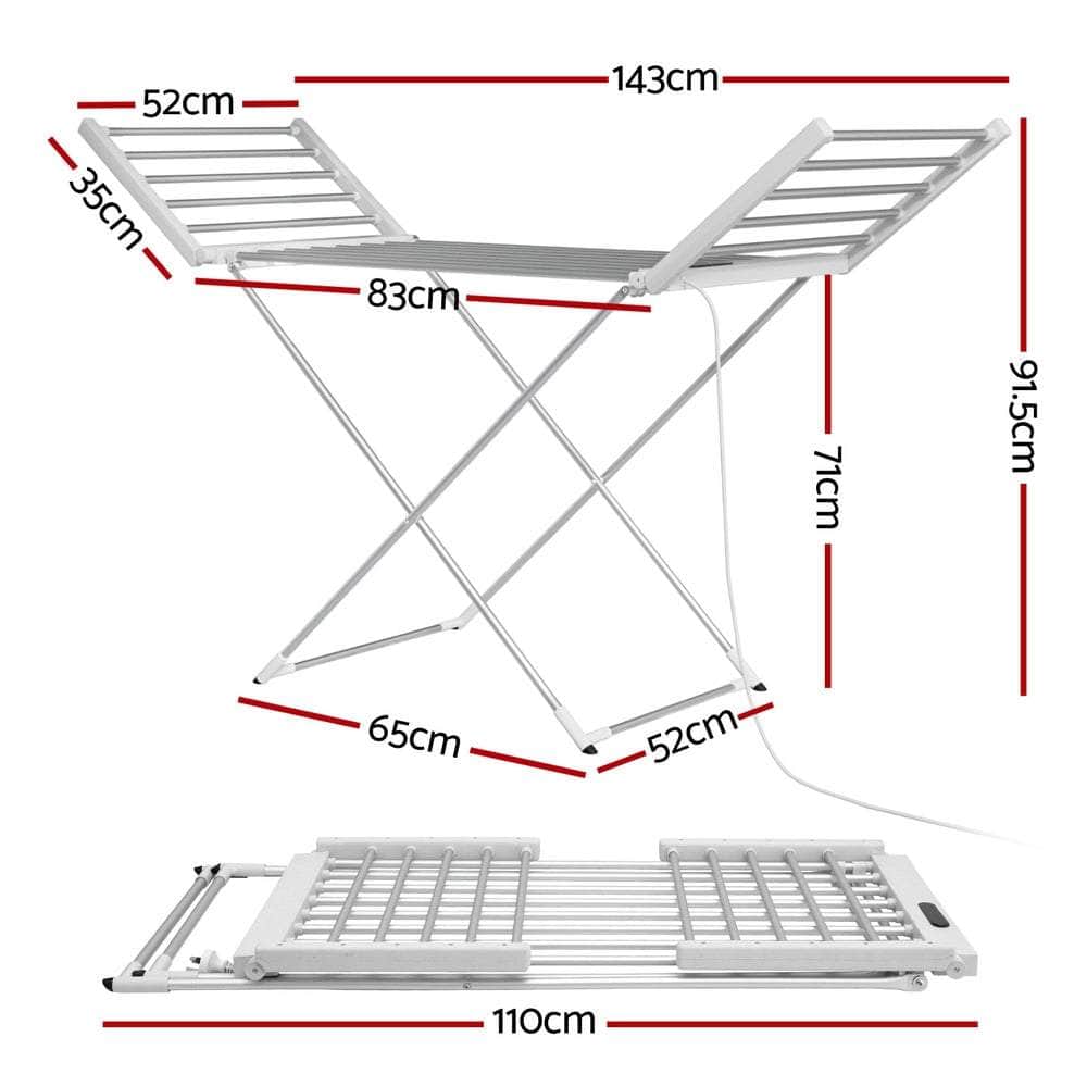 Foldable Electric Heated Towel Rail Rack with 24H Timer - Stylish