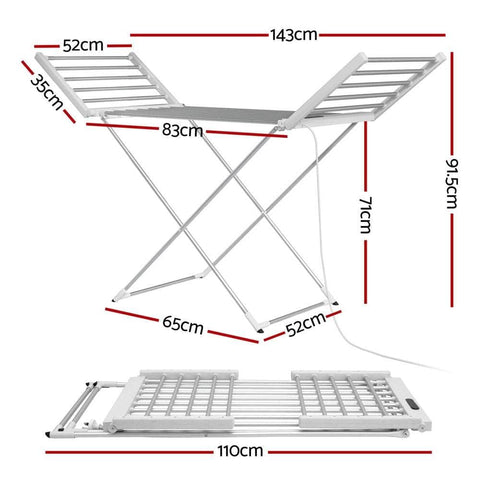 Foldable Electric Heated Towel Rail Rack with 24H Timer - Stylish