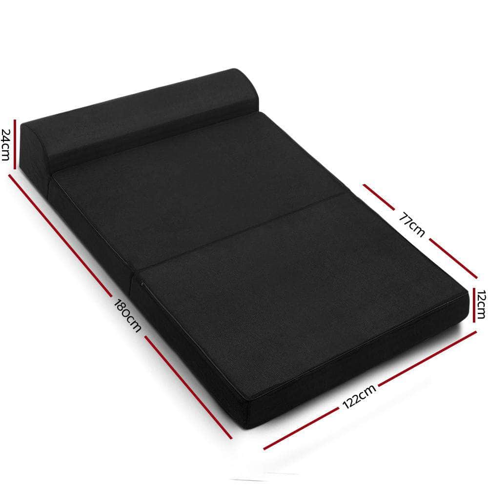 Foldable Mattress Folding Foam Bed Mat Double Black