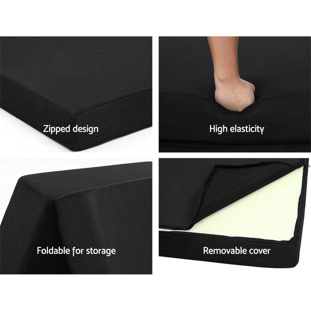 Foldable Mattress Folding Foam Bed Mat Double Black