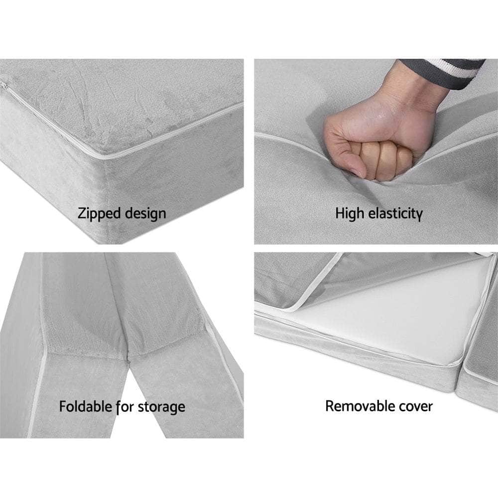 Foldable Mattress Folding Foam Bed Mat Light Grey