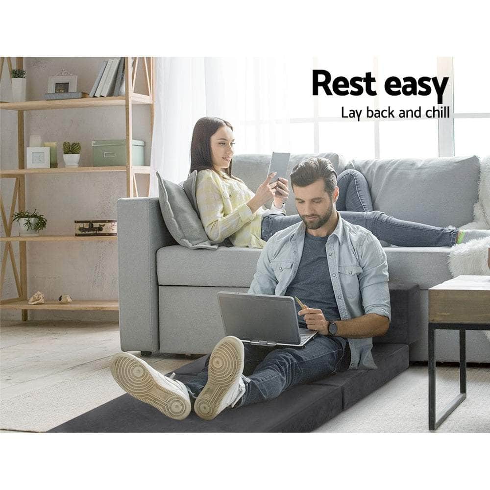Foldable Mattress Folding Foam Bed Mat Single Grey