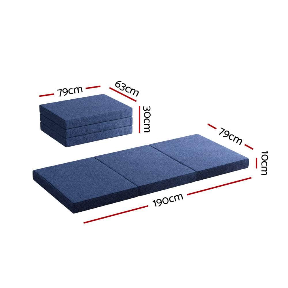 Foldable Mattress Folding Foam Single Blue, Single