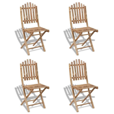 Foldable Outdoor Chairs Bamboo 4 pcs