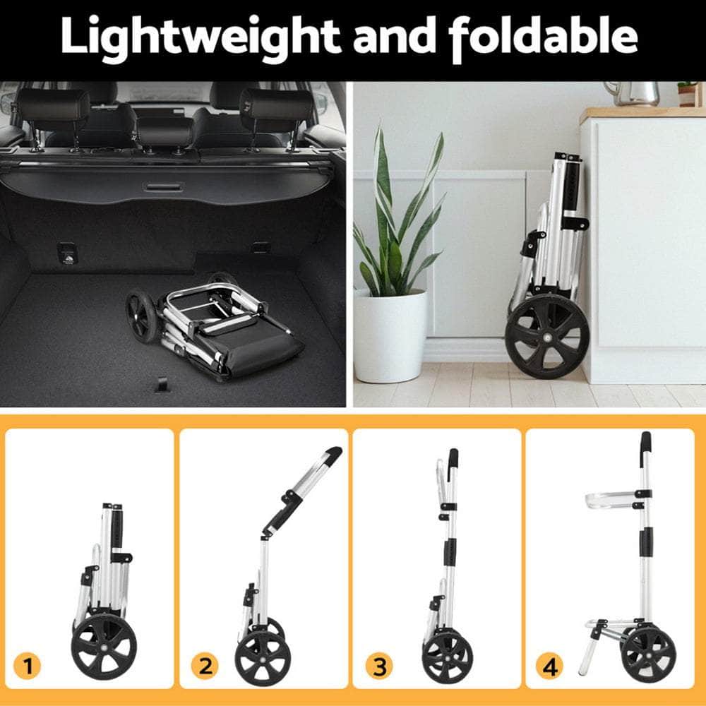 Foldable Shopping Cart Trolley Grocery Storage Portable Aluminum 45Kg