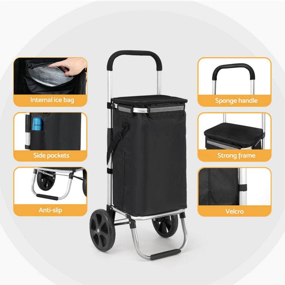 Foldable Shopping Cart Trolley Grocery Storage Portable Aluminum 45Kg