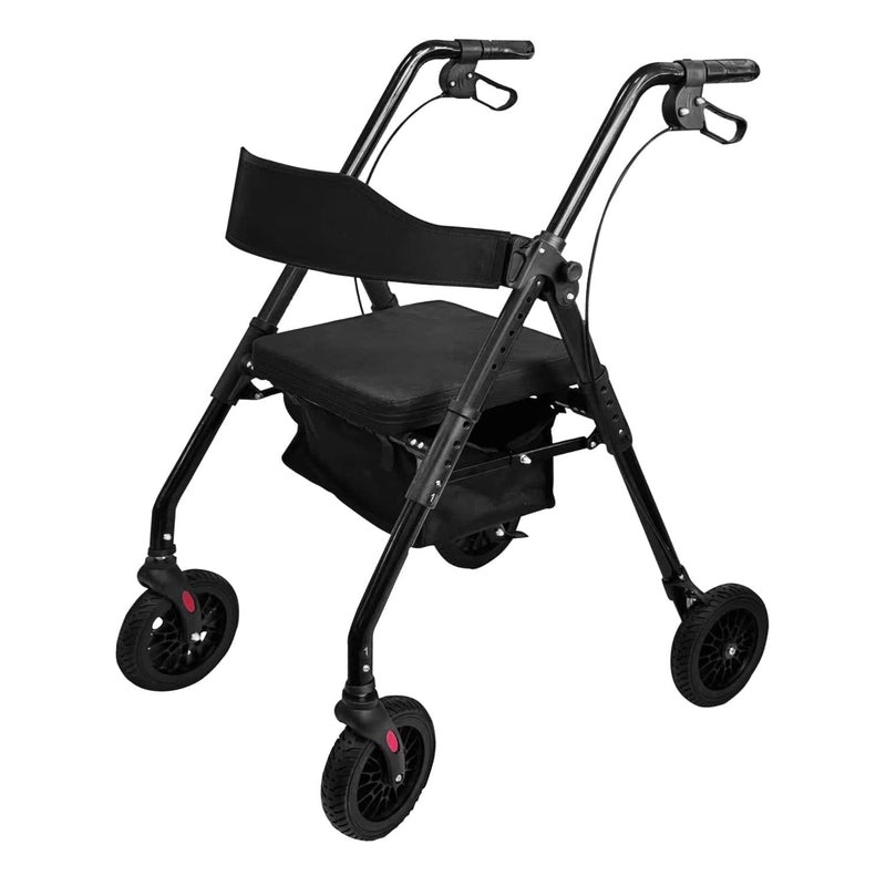 Foldable Steel Mobility Rollator Walker Black 136kg Capacity
