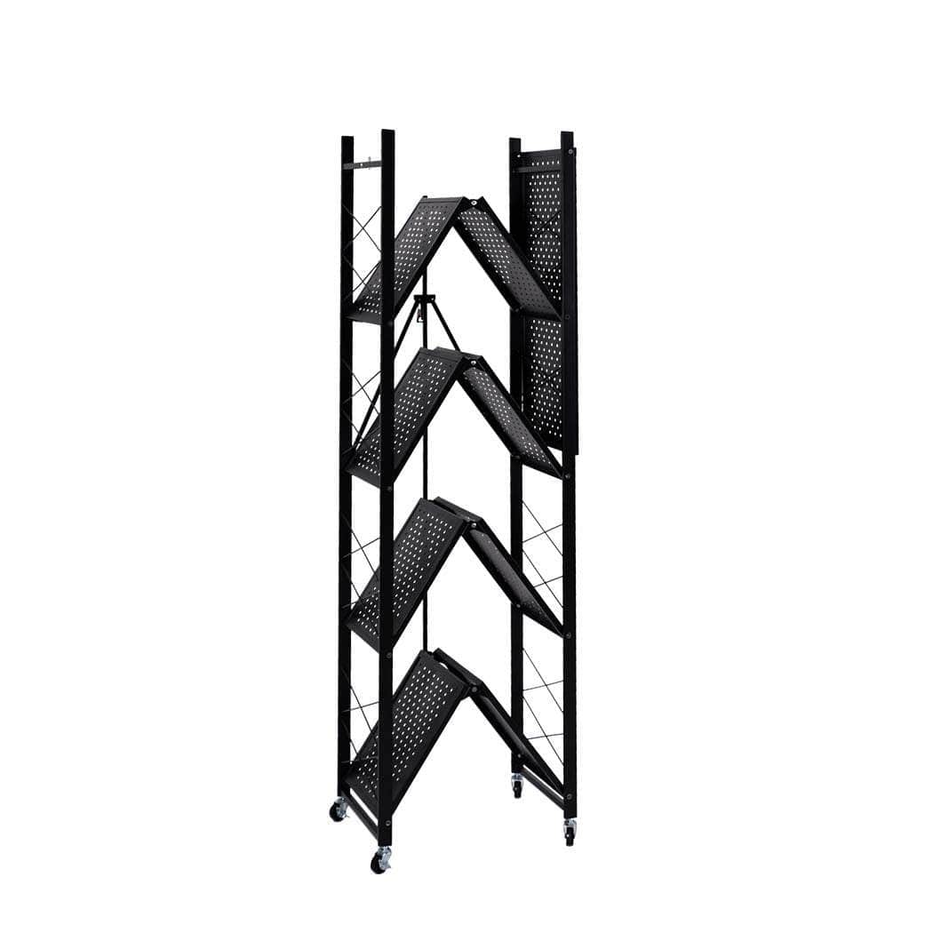 Foldable Storage Shelf Display Black 5 Tiers