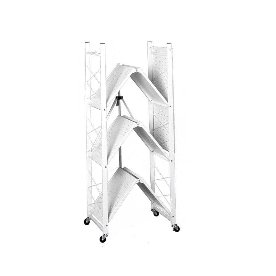 Foldable Storage Shelf Display White 4 Tiers
