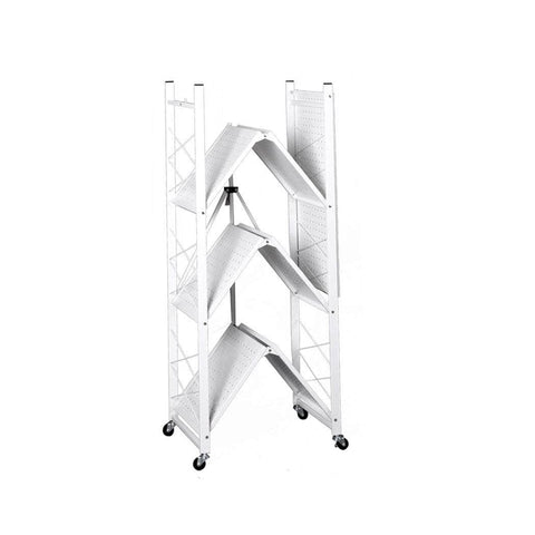Foldable Storage Shelf Display White 4 Tiers