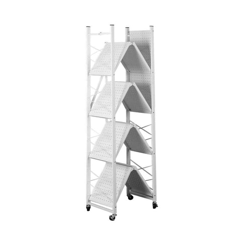 Foldable Storage Shelf Display White 5 Tiers