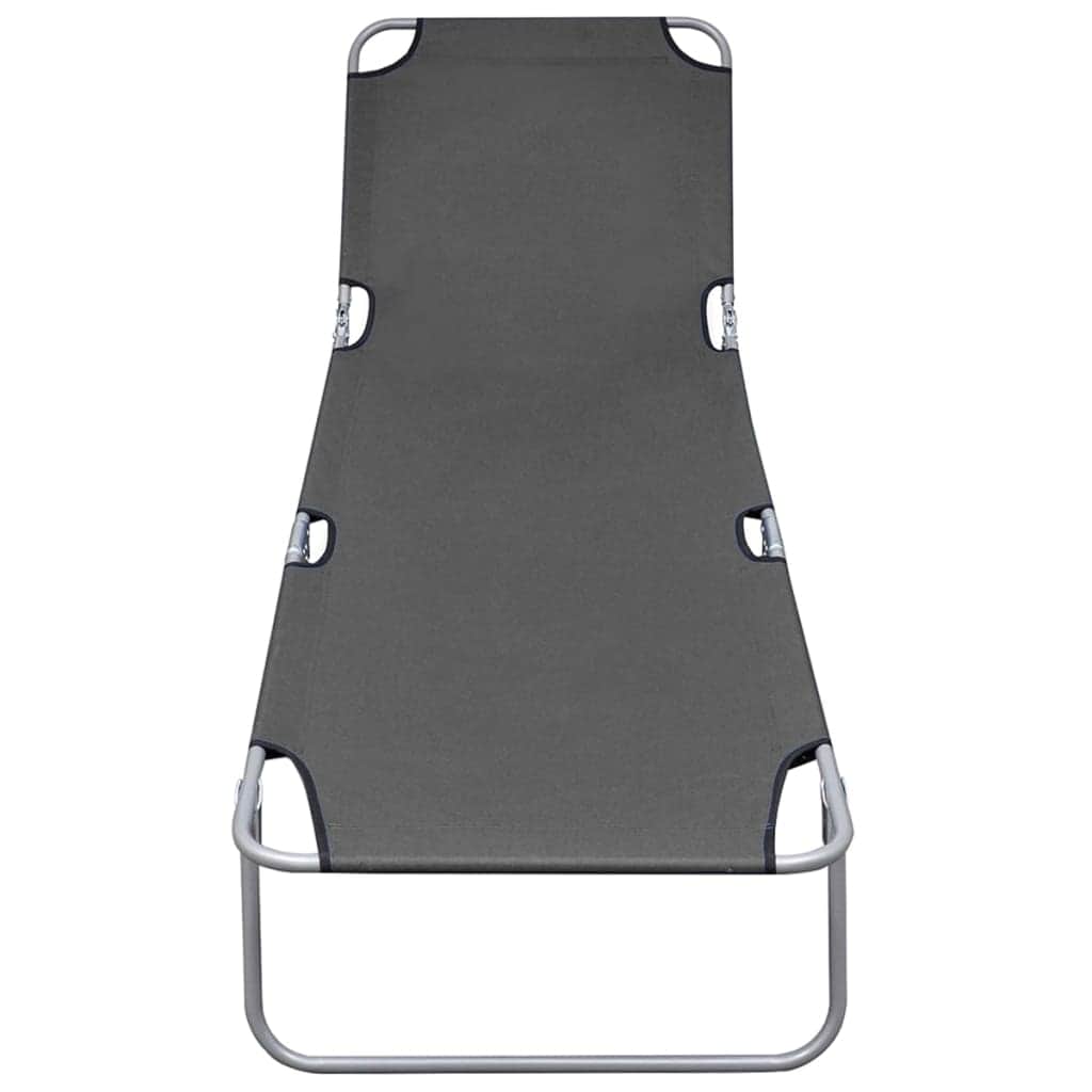 Foldable Sunlounger with Adjustable Backrest Grey - Simple deals