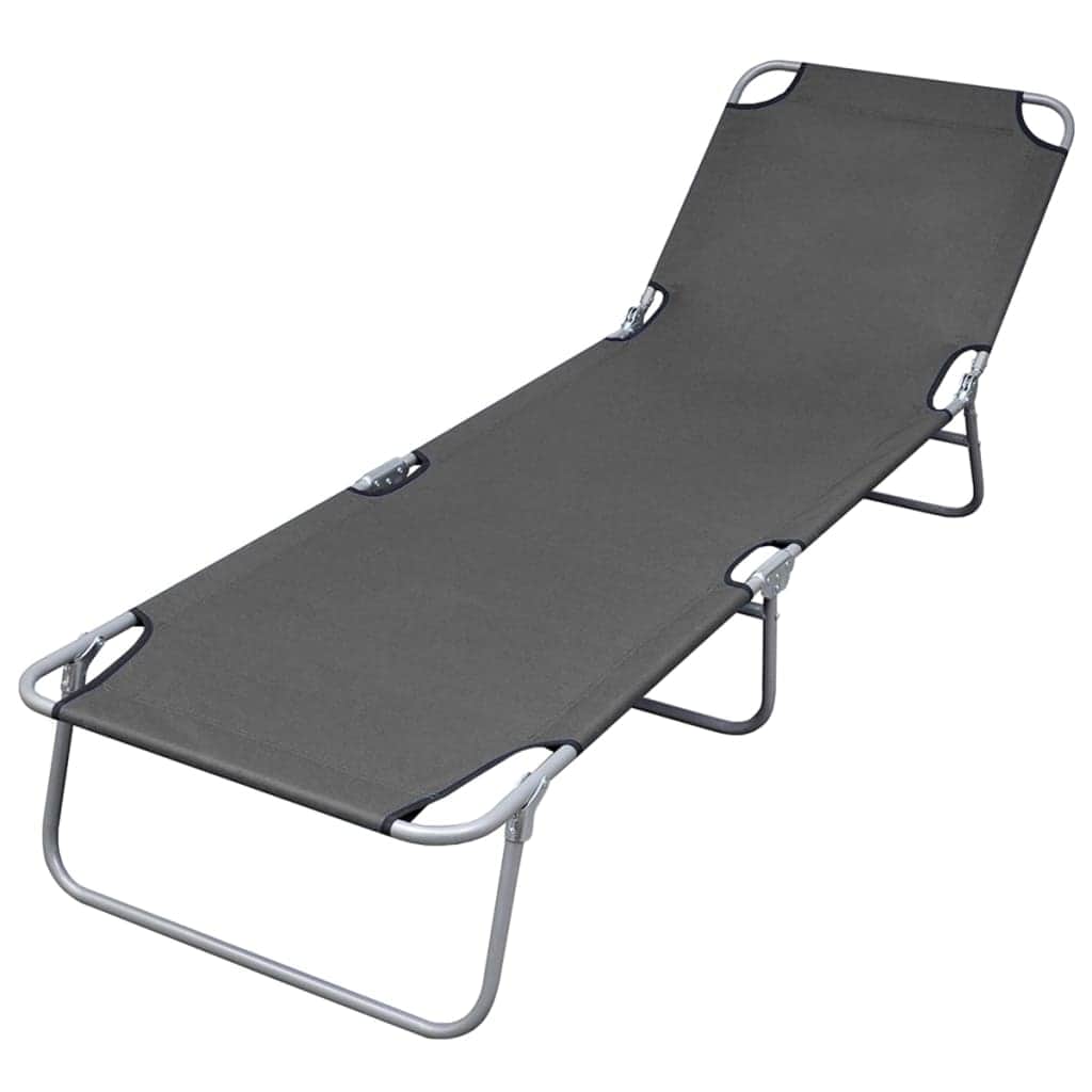 Foldable Sunlounger with Adjustable Backrest Grey - Simple deals