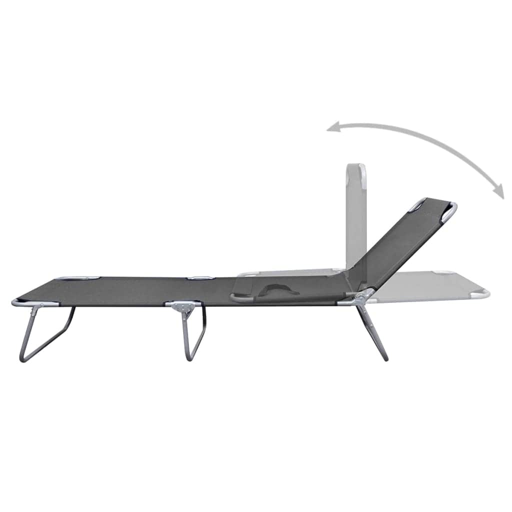 Foldable Sunlounger with Adjustable Backrest Grey - Simple deals