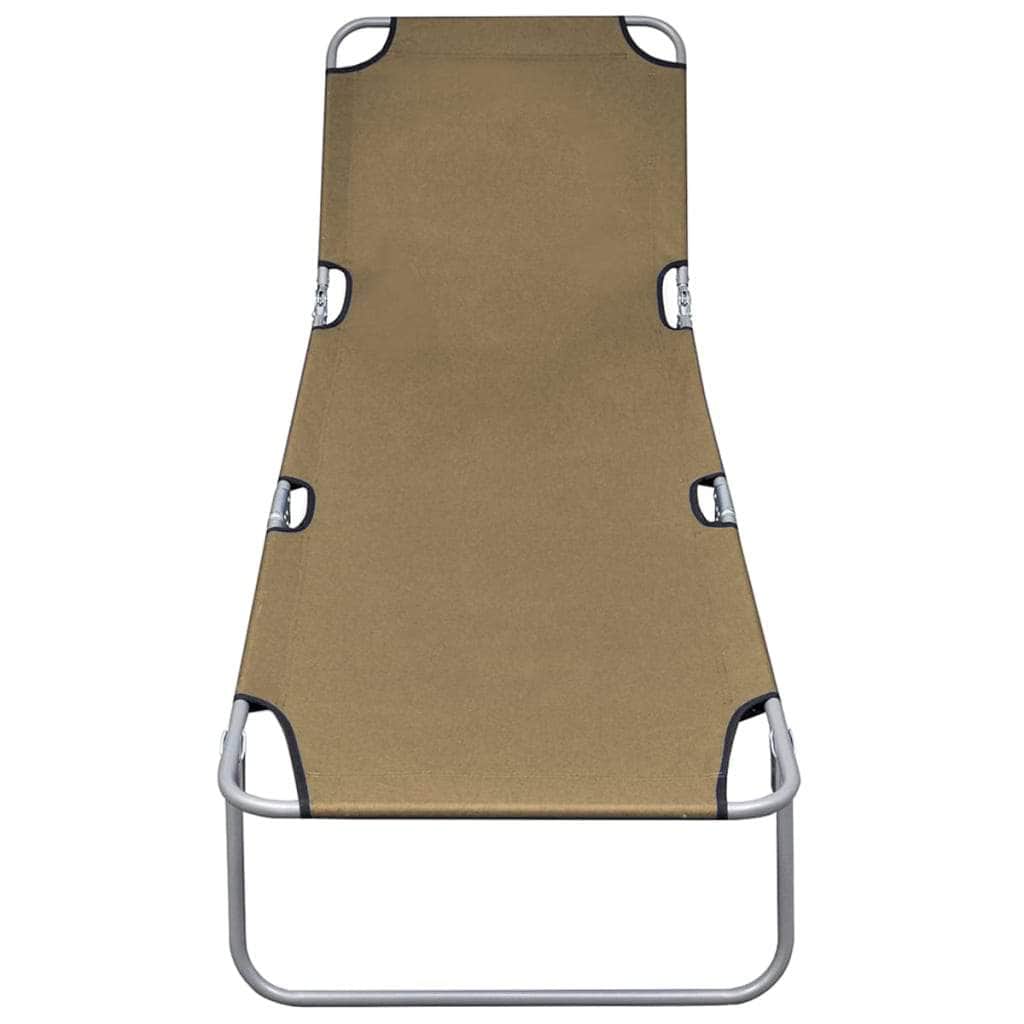 Foldable Sunlounger with Adjustable Backrest Taupe - Simple deals