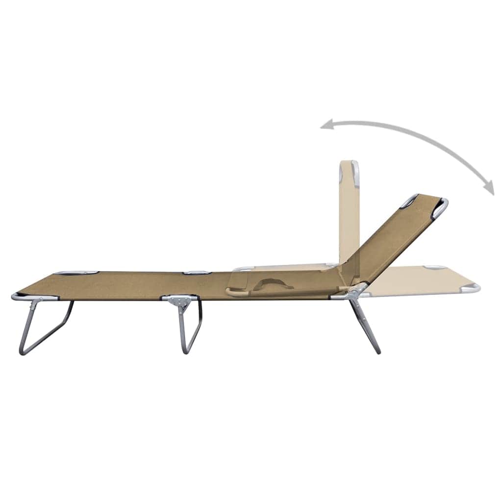 Foldable Sunlounger with Adjustable Backrest Taupe - Simple deals