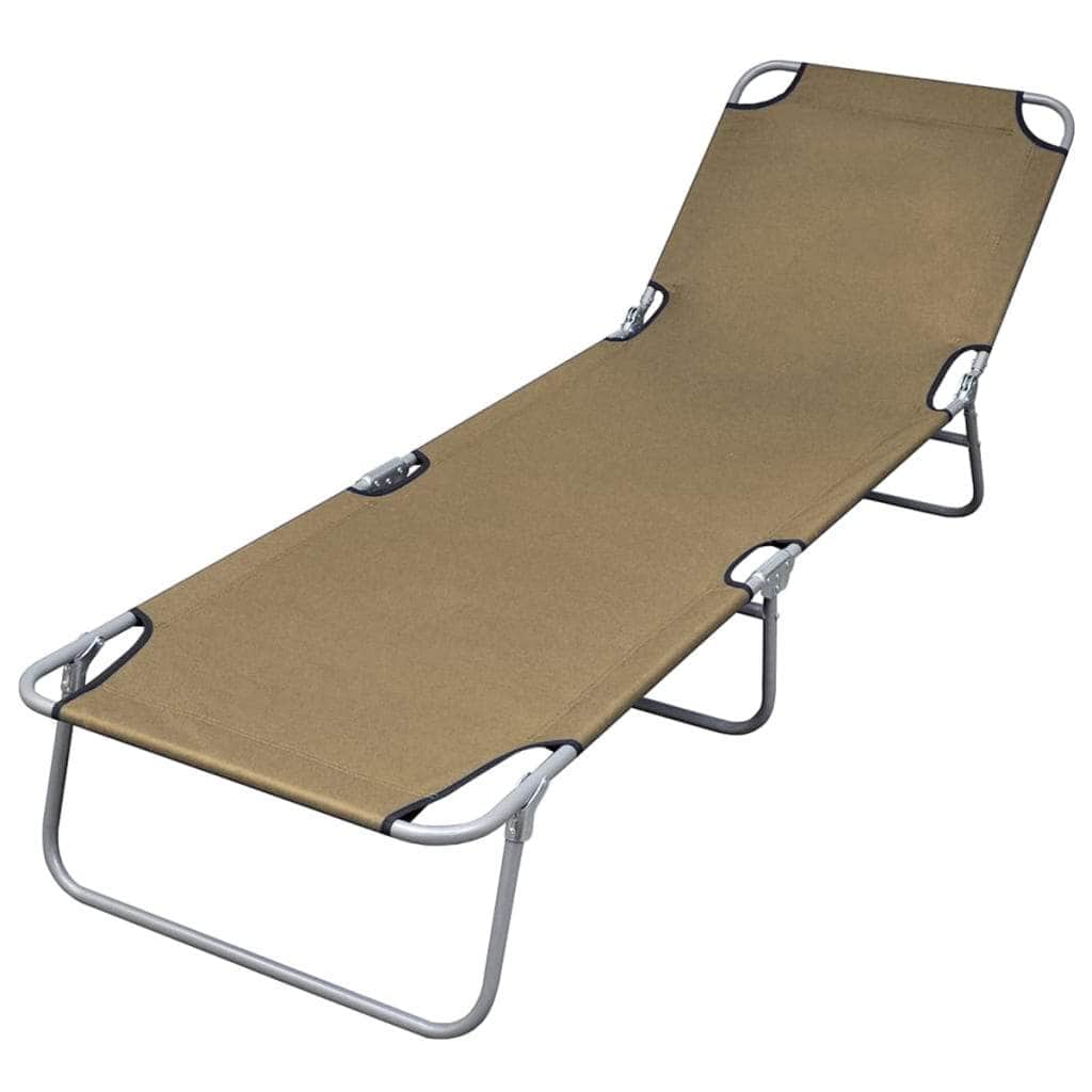Foldable Sunlounger with Adjustable Backrest Taupe - Simple deals