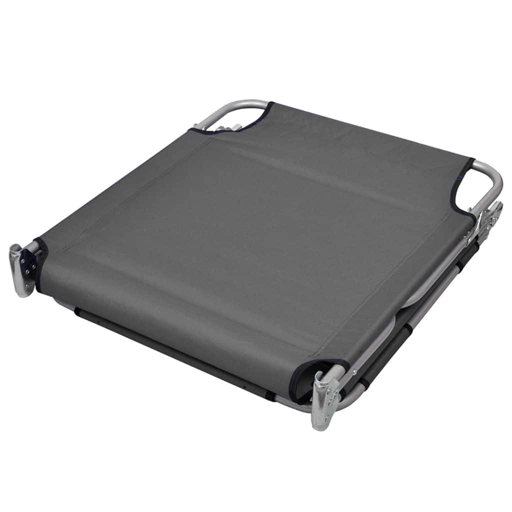 Foldable Sunlounger with Head Cushion Adjustable Backrest Grey - Simple deals